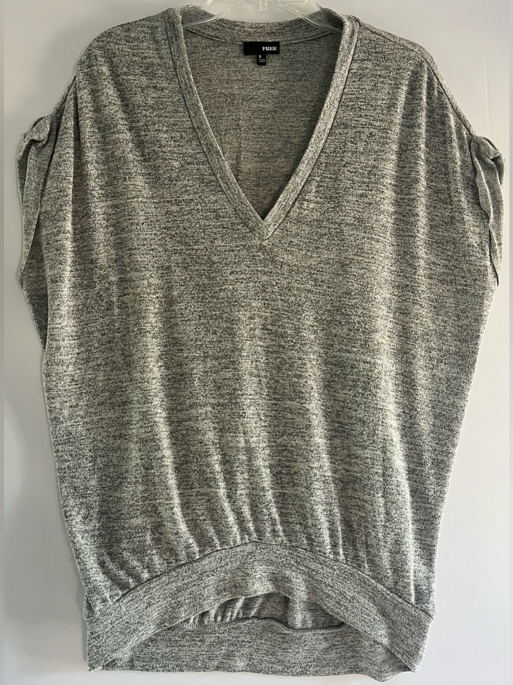 Wilfred Free Grey Heathered V-Neck Cap Sleeve Banded Top S